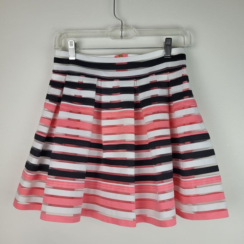 Btween Girls Pink Black and White Stripes Pleated A-line Skirt XL festive fairy
